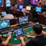 Players enjoying exciting online gambling experiences with 88xeng in a vibrant casino atmosphere.
