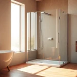 Erleben Sie die elegante sonni Duschkabine in einem modernen Badezimmer mit warmen Holzdämpfen.