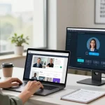 Creating websites with no upfront costs in a vibrant digital workspace with AI automation tools.