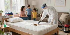 Effective bed bug removal process with a professional exterminator in a home.