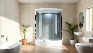 Erleben Sie die sonni Duschkabine in einem modernen Badezimmer mit stilvollen Details und eleganter Atmosphäre.