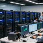 Professionals managing VDS sunucu solutions in a modern data center.