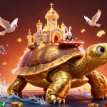 Experience the excitement of bj888 with a vibrant casino scene featuring a golden tortoise and dynamic game elements.