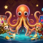 Engage with luck8ss in a vibrant, treasure-laden casino scene filled with dynamic slot game elements.