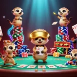 Engage with ko6689's animated meerkat casino scene showcasing poker excitement and vibrant gaming elements.