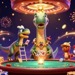 Experience the thrilling world of gambling at ee881 with a fun 3D casino scene filled with animated characters and games.