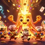 Win big at casino games with Link 68WIN in this dynamic illustration featuring treasures and excitement.