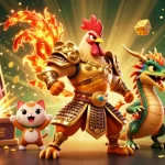 Xoilac TV offers a vibrant casino atmosphere with dynamic characters exploring exciting gaming experiences.